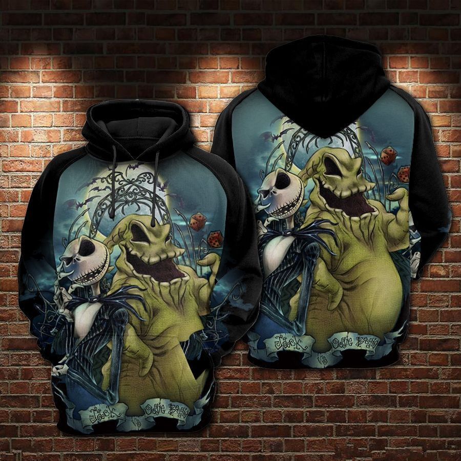 Movie Jack Skellington Green And Black 3D All Over Printed Sweatshirt, Hoodie, Zip Hoodie | Fan Apparel For Men, Women