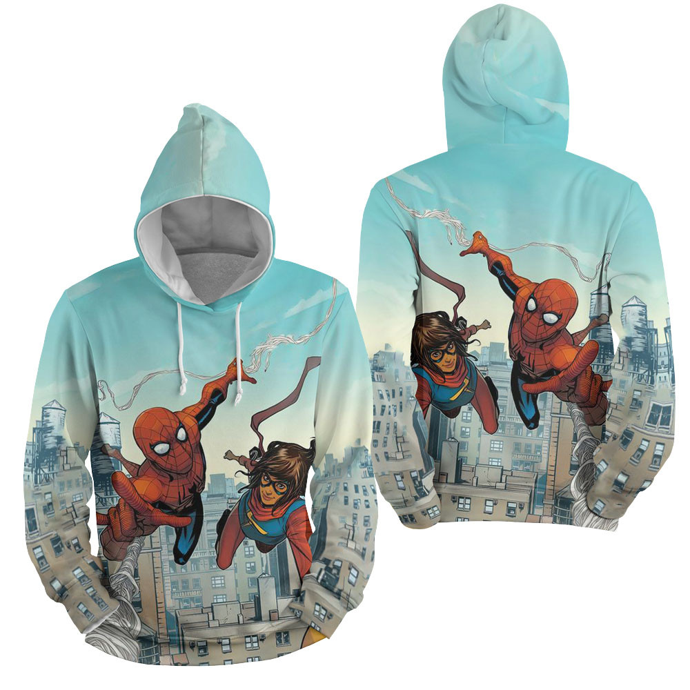 Ms. Marvel Team-up With Spider-man 3D All Over Printed Sweatshirt, Hoodie, Zip Hoodie | Fan Apparel For Men, Women