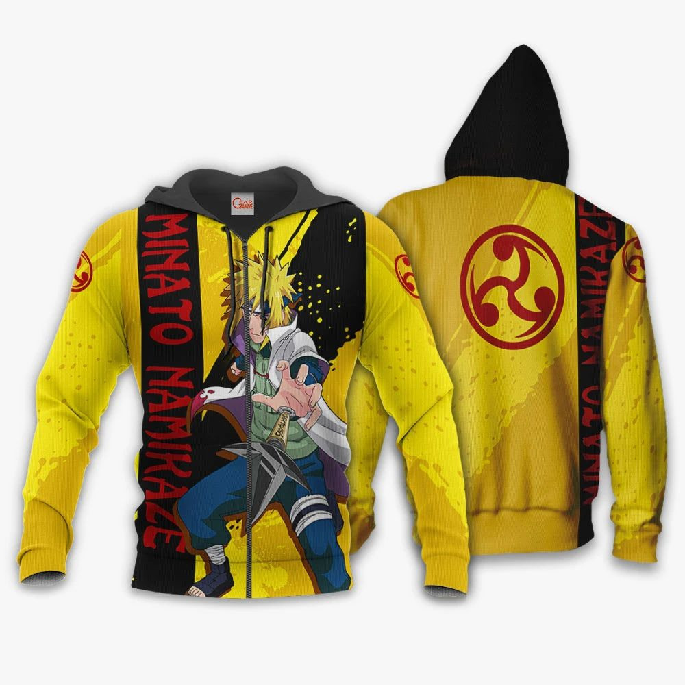 Namikaze Minato Hoodie Shirt Naruto Anime Jacket Va12 3D All Over Printed Sweatshirt, Hoodie, Zip Hoodie | Fan Apparel For Men, Women