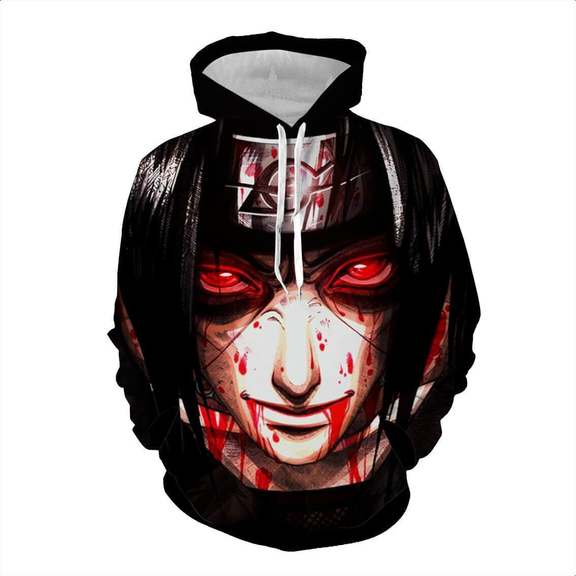 Naruto Hoodie Itachi Uchiha Blood 3D All Over Printed Sweatshirt, Hoodie, Zip Hoodie | Fan Apparel For Men, Women