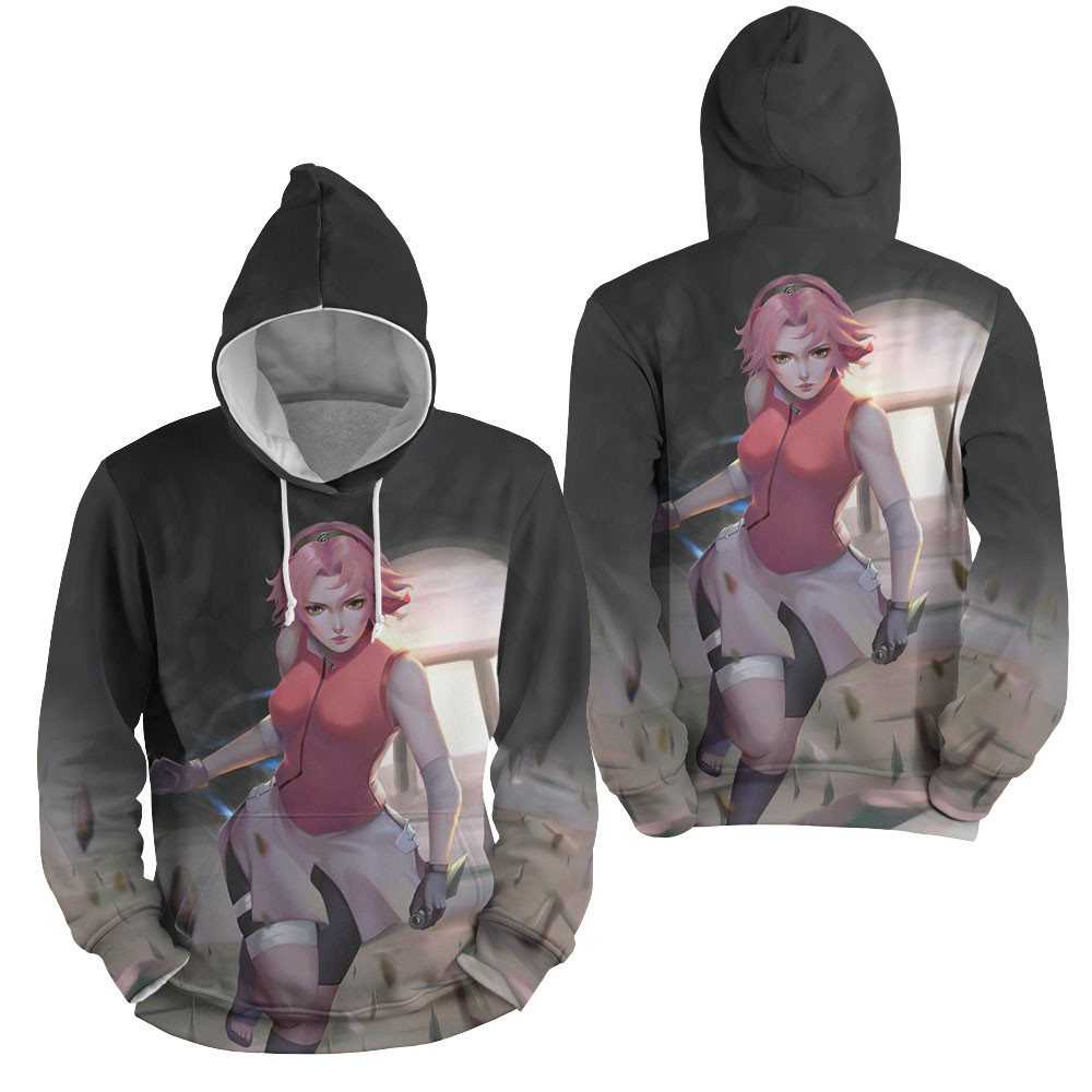 Naruto Shippuden Haruno Sakura 3D All Over Printed Sweatshirt, Hoodie, Zip Hoodie | Fan Apparel For Men, Women