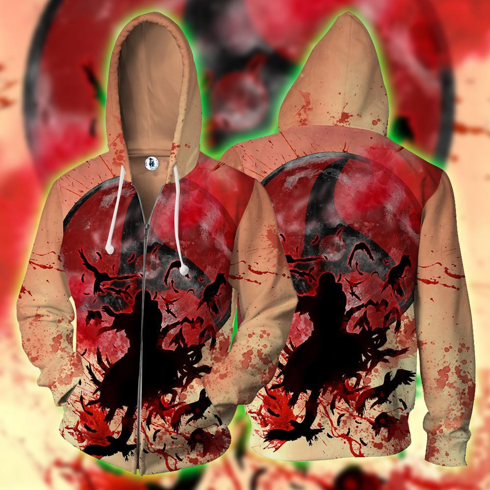 Naruto Uchiha Itachi Mangekyou Sharingan Red 3D All Over Printed Sweatshirt, Hoodie, Zip Hoodie | Fan Apparel For Men, Women