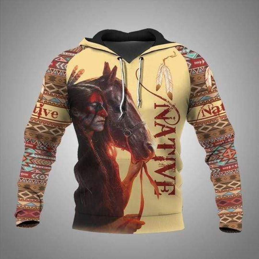 Native American Love Horse 3D All Over Printed Sweatshirt, Hoodie, Zip Hoodie | Fan Apparel For Men, Women