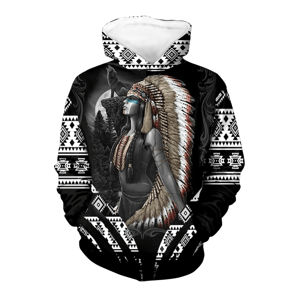 Native Girl With Aboriginal Feather Hat 3D All Over Printed Sweatshirt, Hoodie, Zip Hoodie | Fan Apparel For Men, Women