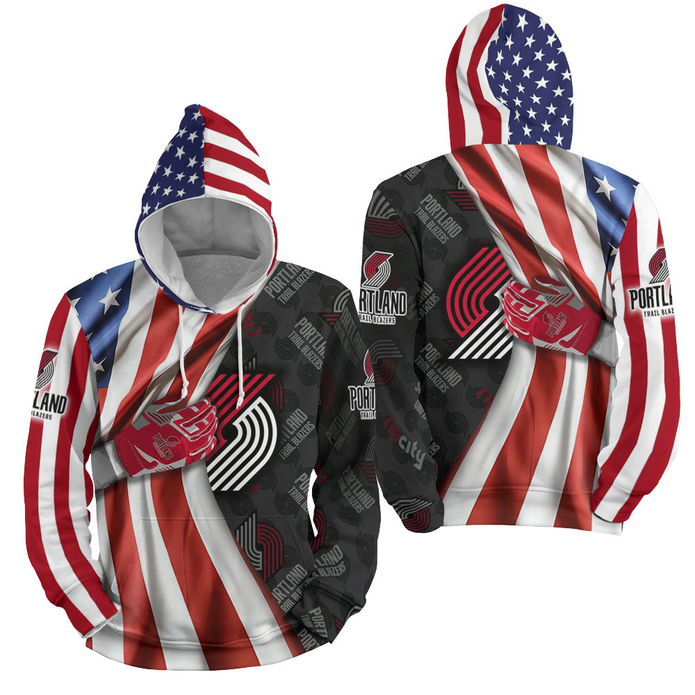 Nba Portland Trail Blazers American Flag 3D All Over Printed Sweatshirt, Hoodie, Zip Hoodie | Fan Apparel For Men, Women