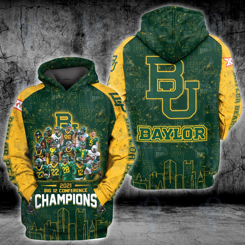 Ncaa Baylor Bears Autographed Big 12 Conference Championship Champions 3D All Over Printed Sweatshirt, Hoodie, Zip Hoodie | Nfl Fan Gear For Men, Women