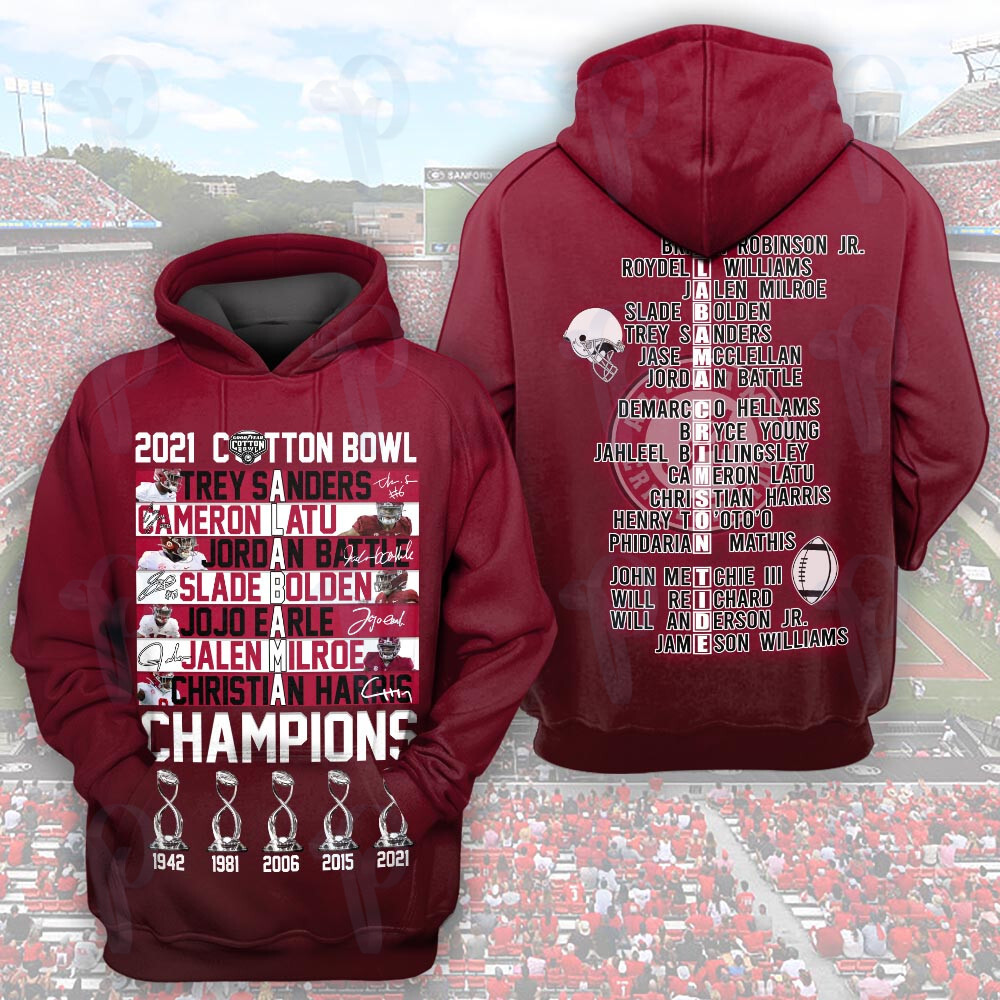 Ncaa Football 2021 2022 Alabama Crimson Tide Cotton Bowl Champions 3D All Over Printed Sweatshirt, Hoodie, Zip Hoodie | Ncaa Fan Gear For Men, Women