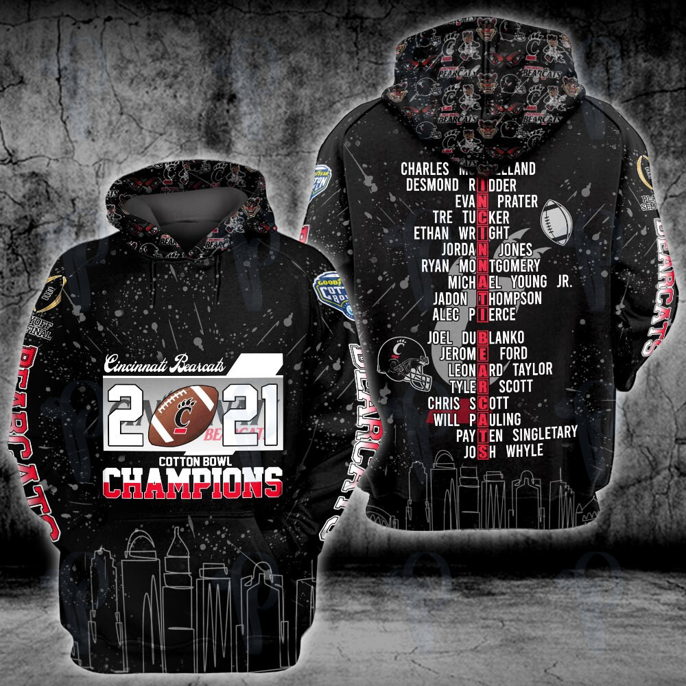 Ncaa Football 2021 2022 Cincinnati Bearcats Cotton Bowl Champions 3D All Over Printed Sweatshirt, Hoodie, Zip Hoodie | Ncaa Fan Gear For Men, Women