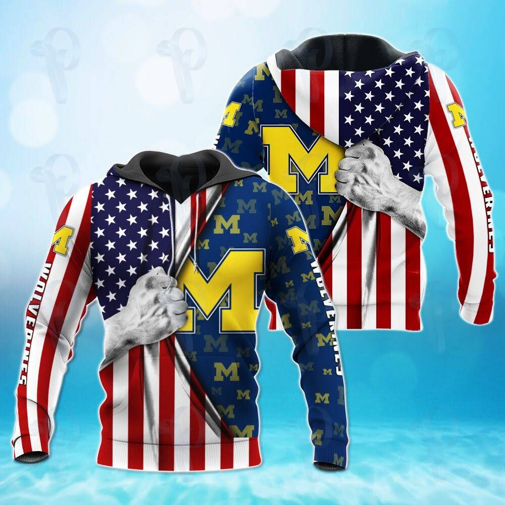 Ncaa Michigan Wolverines 3D All Over Printed Sweatshirt, Hoodie, Zip Hoodie | Ncaa Fan Gear For Men, Women