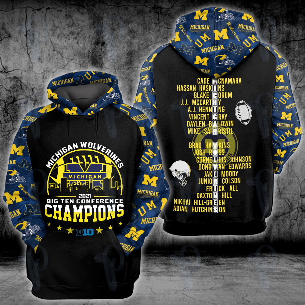 Ncaa Michigan Wolverines Big10 Big Ten Conference Championship 3D All Over Printed Sweatshirt, Hoodie, Zip Hoodie | Ncaa Fan Gear For Men, Women