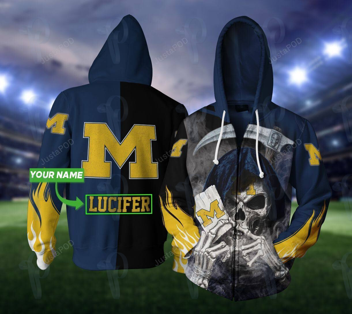Ncaa Michigan Wolverines Personalized Custom Name 3D All Over Printed Sweatshirt, Hoodie, Zip Hoodie | Ncaa Fan Gear For Men, Women