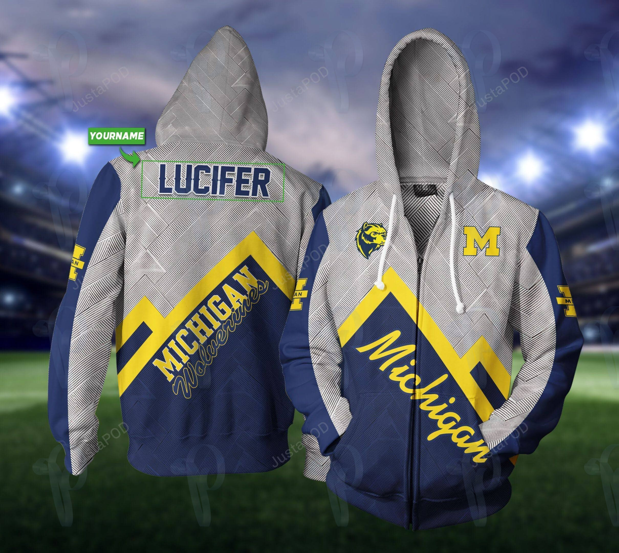 Ncaa Michigan Wolverines Personalized Custom Name 3D All Over Printed Sweatshirt, Hoodie, Zip Hoodie | Ncaa Fan Gear For Men, Women