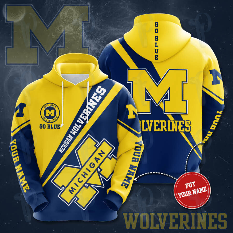 Ncaa Michigan Wolverines Personalized Custom Name 3D All Over Printed Sweatshirt, Hoodie, Zip Hoodie | Ncaa Fan Gear For Men, Women