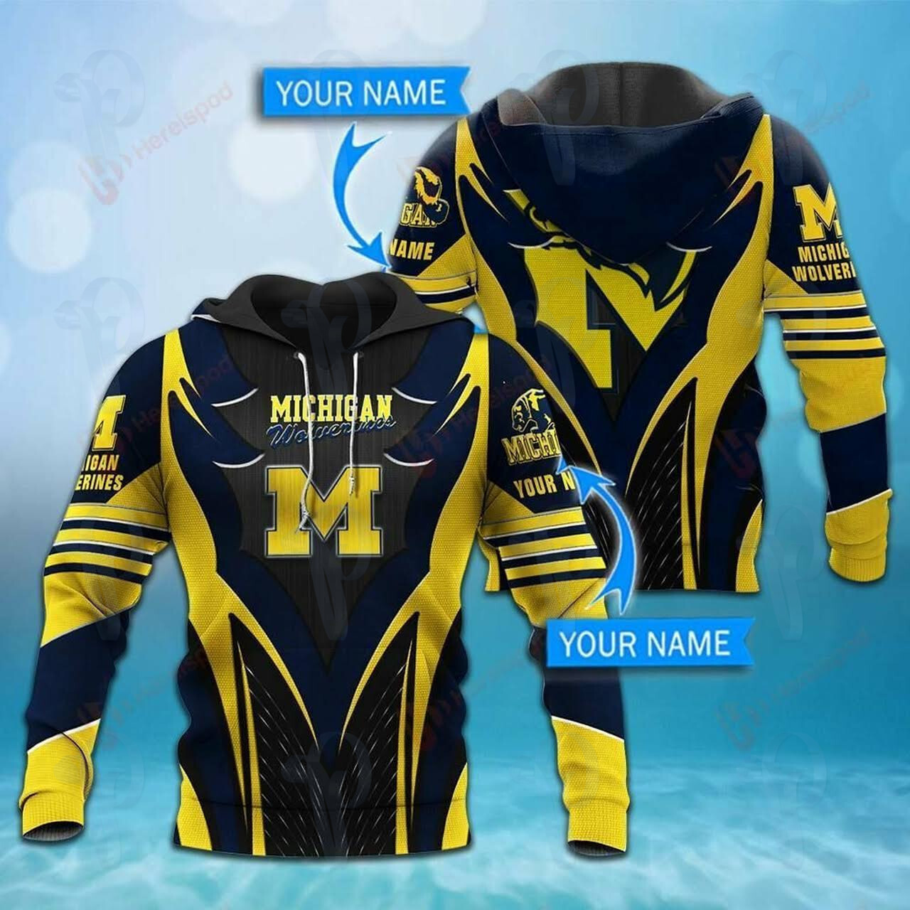 Ncaa Michigan Wolverines Personalized Custom Name 3D All Over Printed Sweatshirt, Hoodie, Zip Hoodie | Ncaa Fan Gear For Men, Women