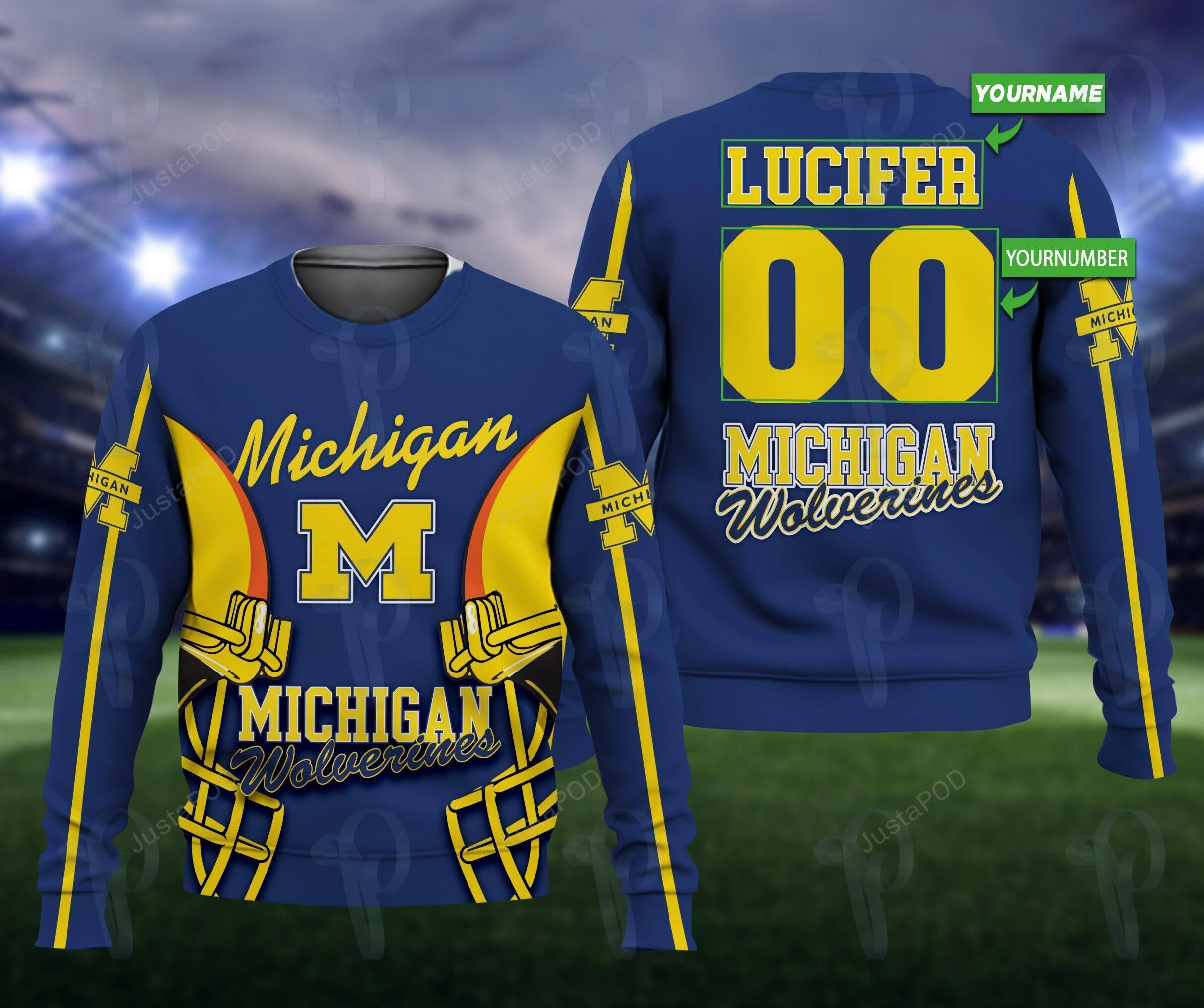 Ncaa Michigan Wolverines Personalized Custom Name 3D All Over Printed Sweatshirt, Hoodie, Zip Hoodie | Ncaa Fan Gear For Men, Women
