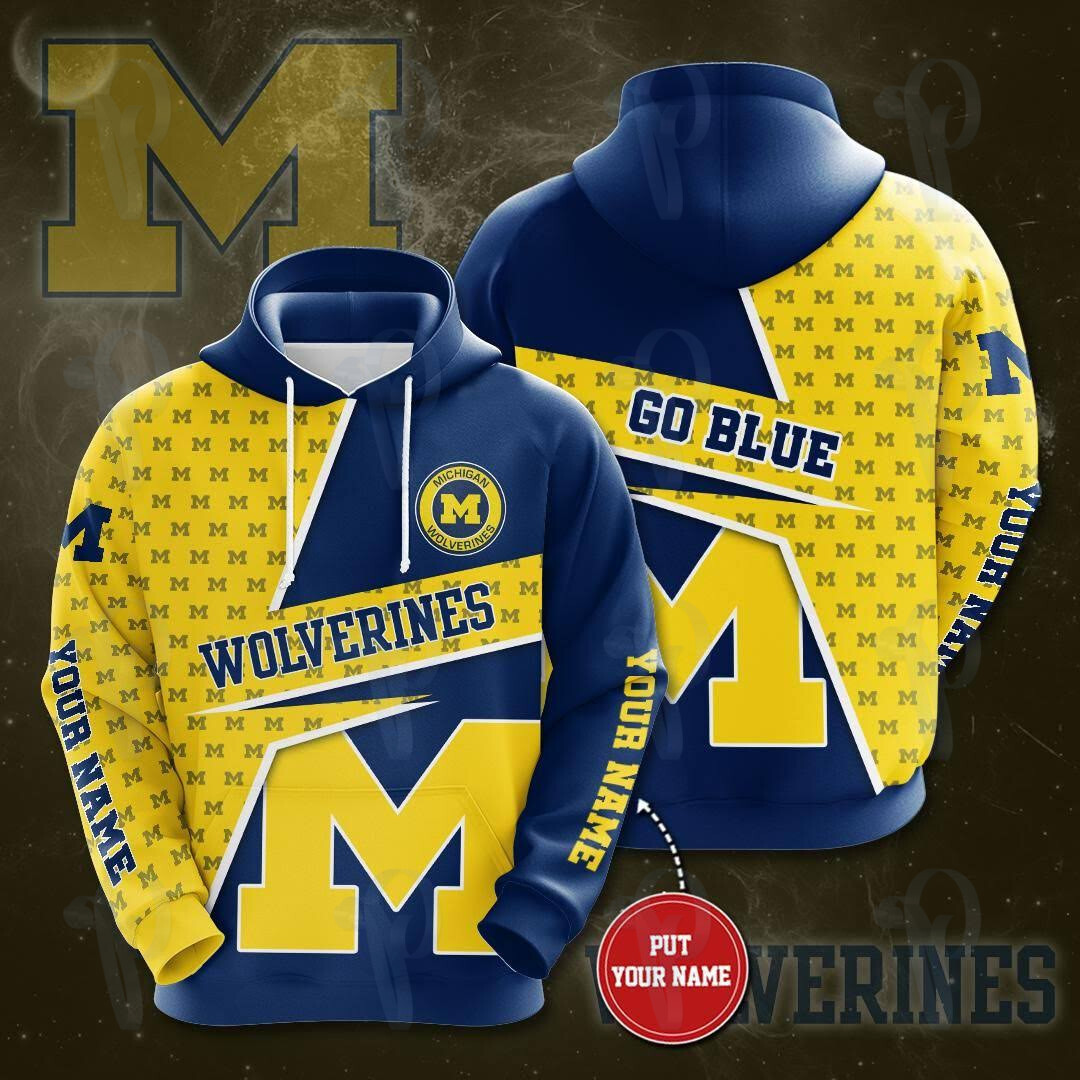 Ncaa Michigan Wolverines Personalized Custom Name 3D All Over Printed Sweatshirt, Hoodie, Zip Hoodie | Ncaa Fan Gear For Men, Women