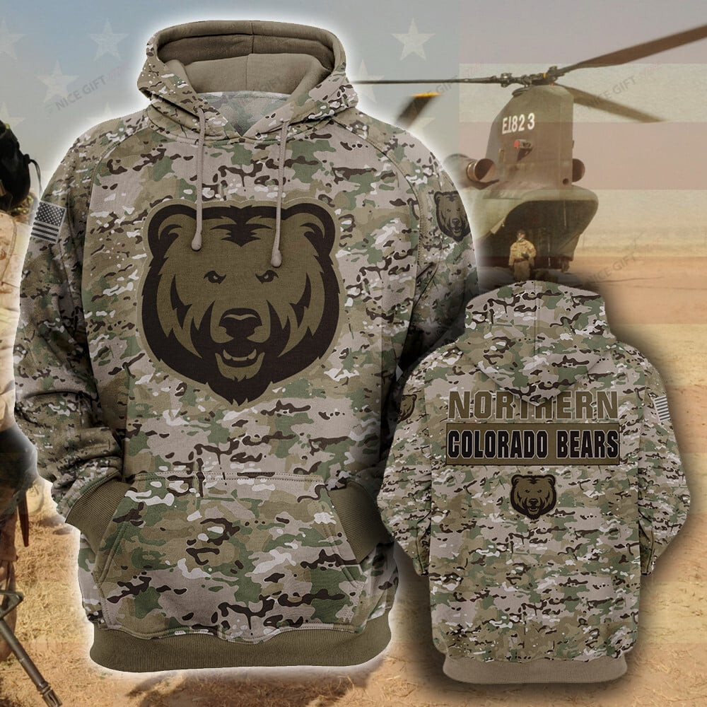 Ncaaf Northern Colorado Bears Camouflage 3D All Over Printed Sweatshirt, Hoodie, Zip Hoodie | Nfl Fan Gear For Men, Women