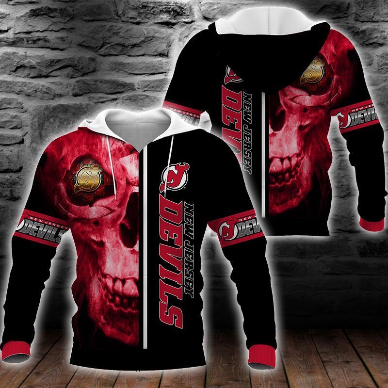 New Jersey Devils Skull 3D All Over Printed Sweatshirt, Hoodie, Zip Hoodie | Nhl Special Edition Fan Gear For Men, Women