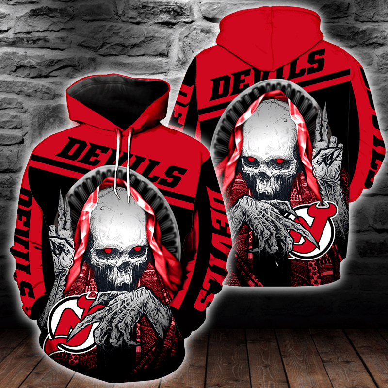 New Jersey Devils Skull 3D All Over Printed Sweatshirt, Hoodie, Zip Hoodie | Nhl Special Edition Fan Gear For Men, Women