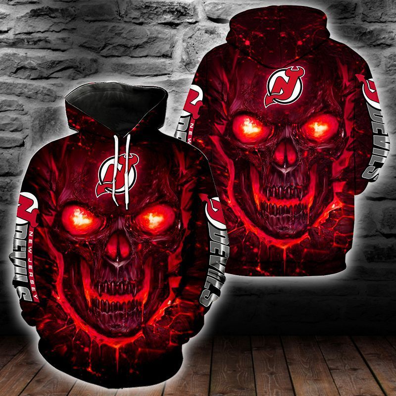 New Jersey Devils Skull 3D All Over Printed Sweatshirt, Hoodie, Zip Hoodie | Nhl Special Edition Fan Gear For Men, Women