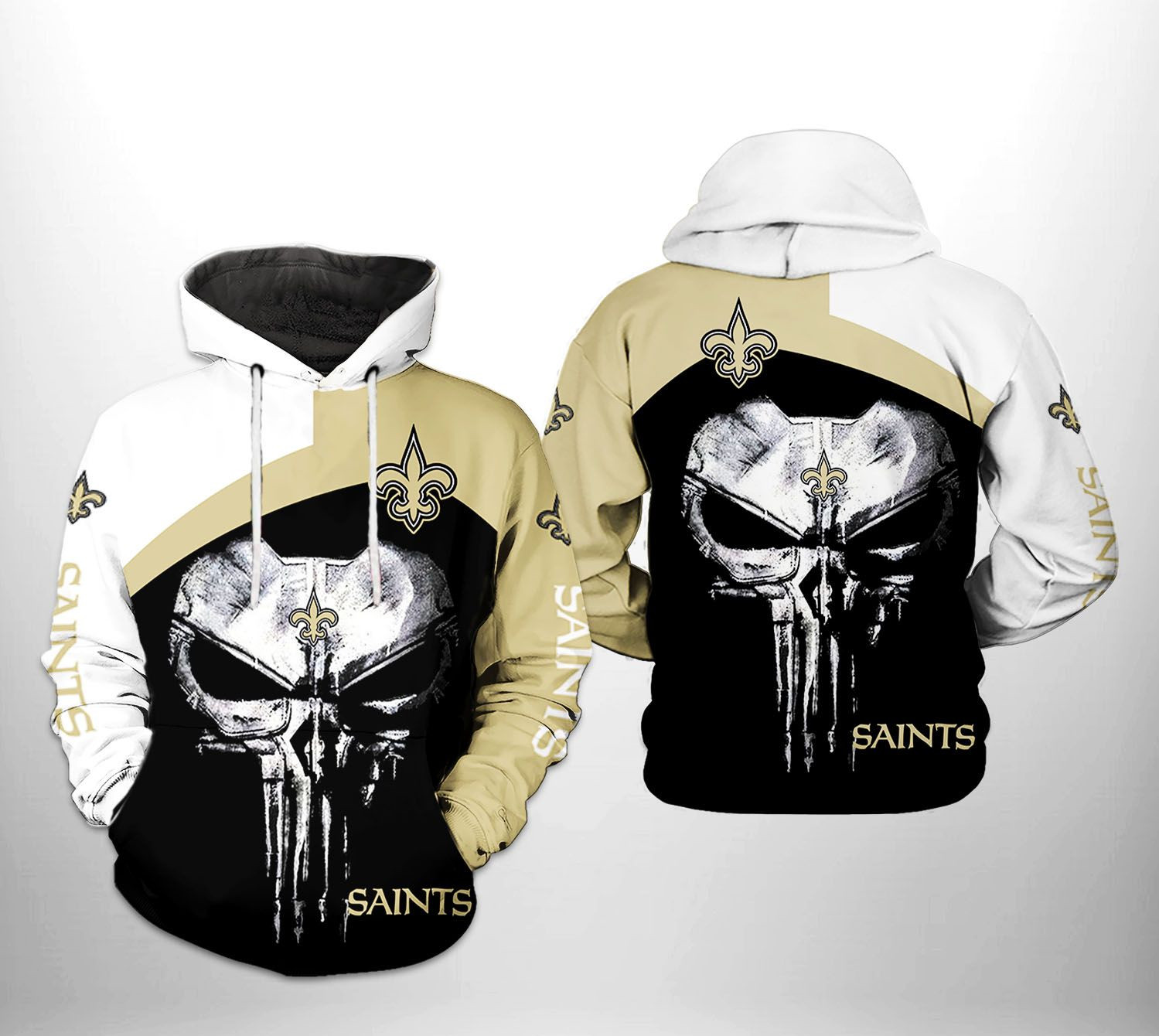 New Orleans Saints Nfl Skull Punisher Team 3D All Over Printed Sweatshirt, Hoodie, Zip Hoodie | Nfl Special Edition Fan Gear For Men, Women