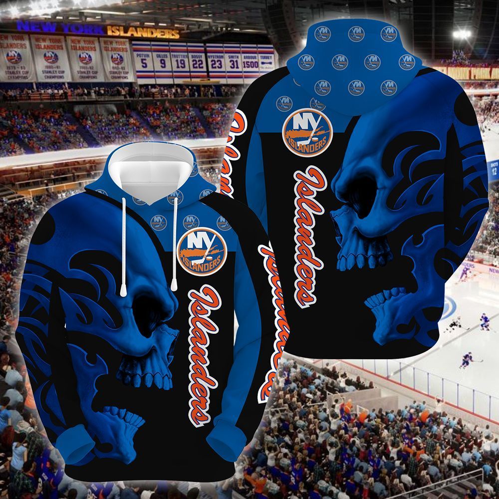 New York Islanders Skull 3D All Over Printed Sweatshirt, Hoodie, Zip Hoodie | Nhl Special Edition Fan Gear For Men, Women