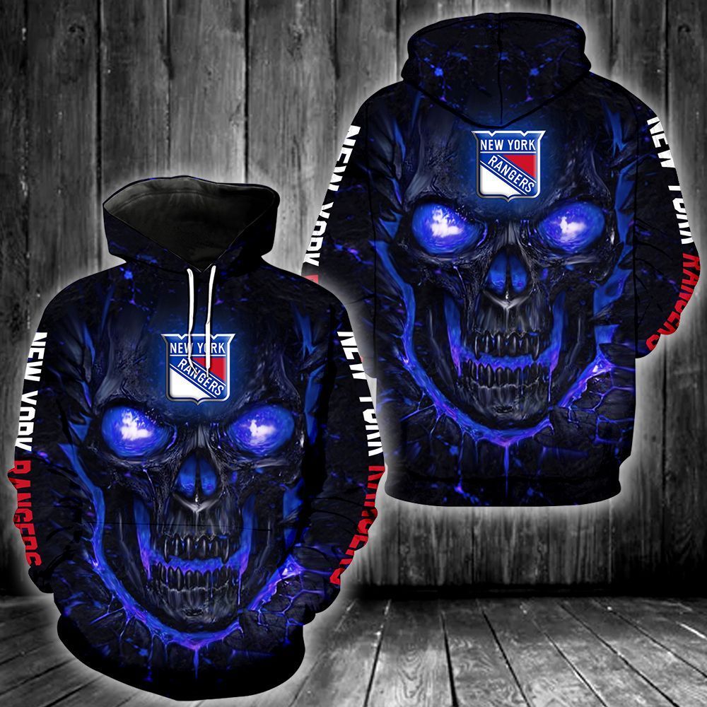 New York Rangers Skull 3D All Over Printed Sweatshirt, Hoodie, Zip Hoodie | Nhl Special Edition Fan Gear For Men, Women