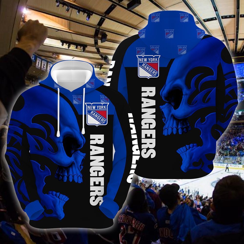 New York Rangers Skull 3D All Over Printed Sweatshirt, Hoodie, Zip Hoodie | Nhl Special Edition Fan Gear For Men, Women