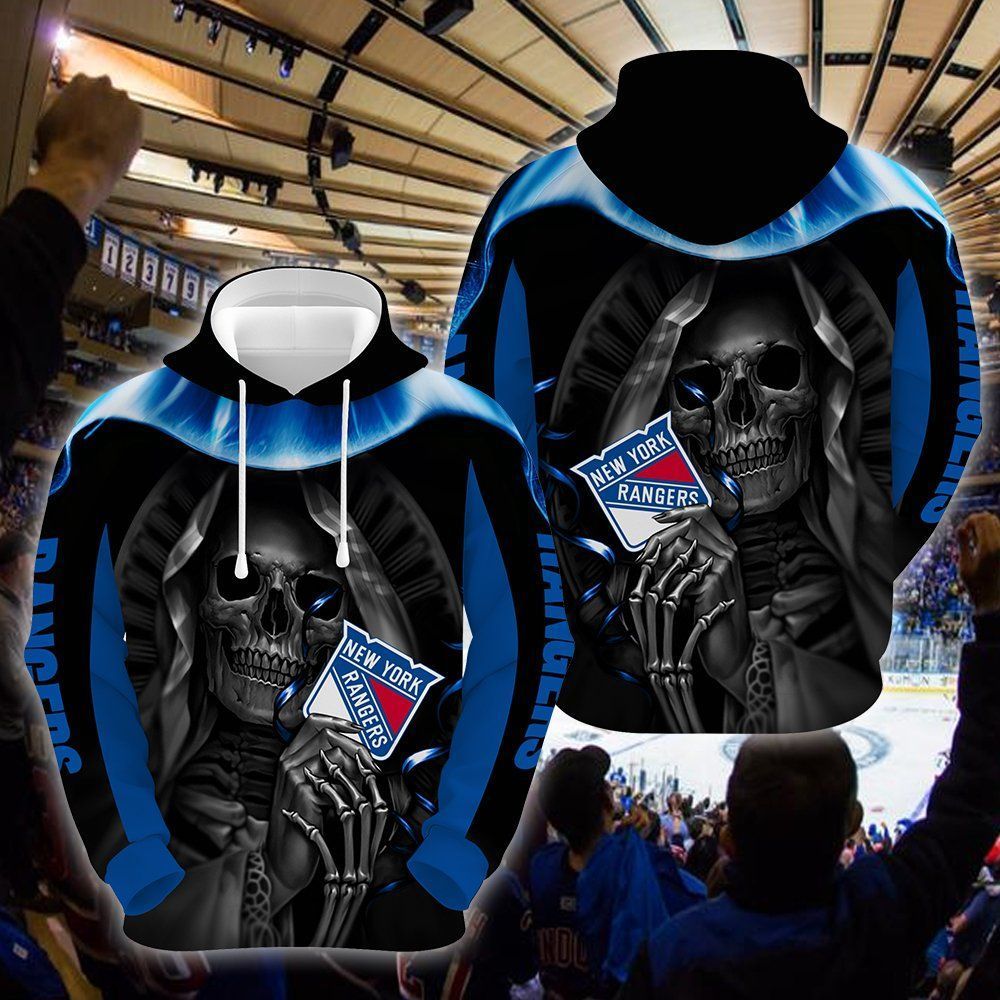 New York Rangers Skull 3D All Over Printed Sweatshirt, Hoodie, Zip Hoodie | Nhl Special Edition Fan Gear For Men, Women