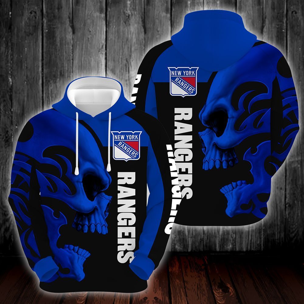New York Rangers Skull 3D All Over Printed Sweatshirt, Hoodie, Zip Hoodie | Nhl Special Edition Fan Gear For Men, Women