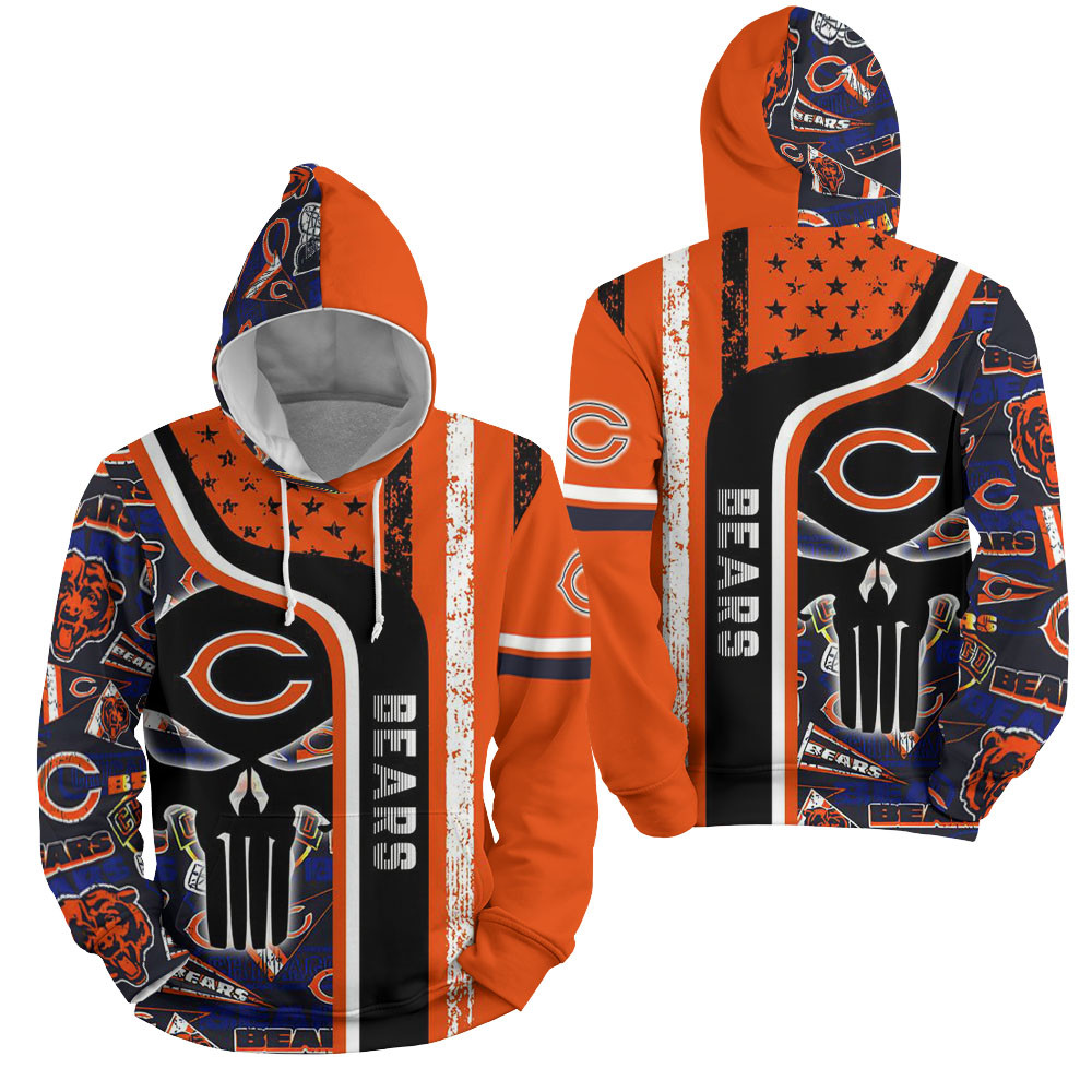 Nfl Chicago Bears With Skull Pattern 3D All Over Printed Sweatshirt, Hoodie, Zip Hoodie | Nfl Special Edition Fan Gear For Men, Women