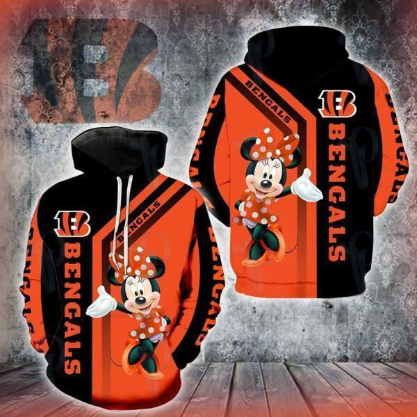 Nfl Cincinnati Bengals Minnie Mouse 3D All Over Printed Sweatshirt, Hoodie, Zip Hoodie | Nfl Fan Gear For Men, Women