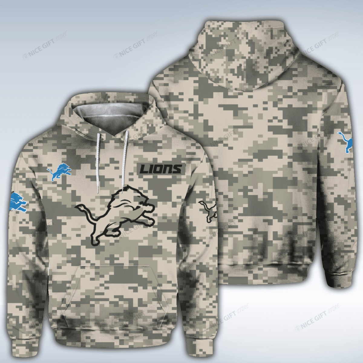 Nfl Detroit Lions Camouflage 3D All Over Printed Sweatshirt, Hoodie, Zip Hoodie | Nfl Fan Gear For Men, Women