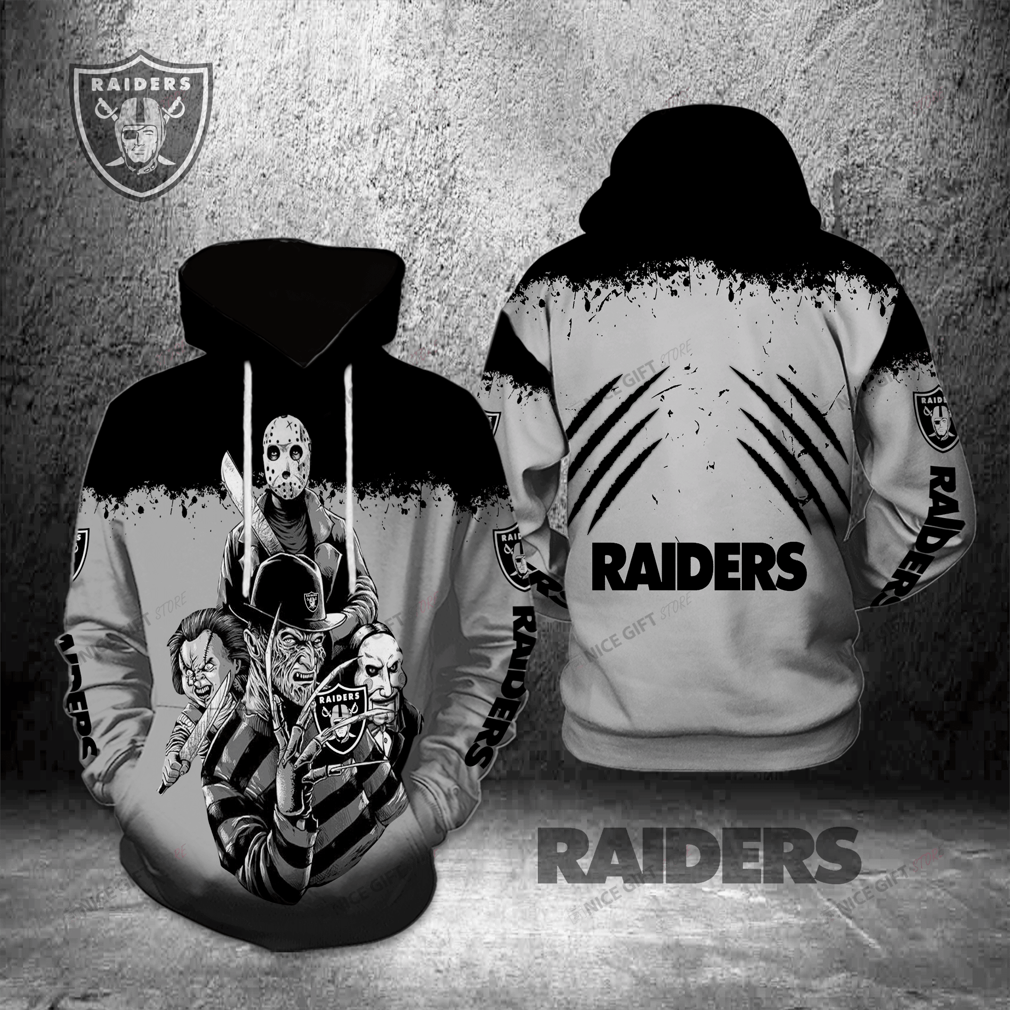 Nfl Las Vegas Raiders Horror 3D All Over Printed Sweatshirt, Hoodie, Zip Hoodie | Nfl Fan Gear For Men, Women