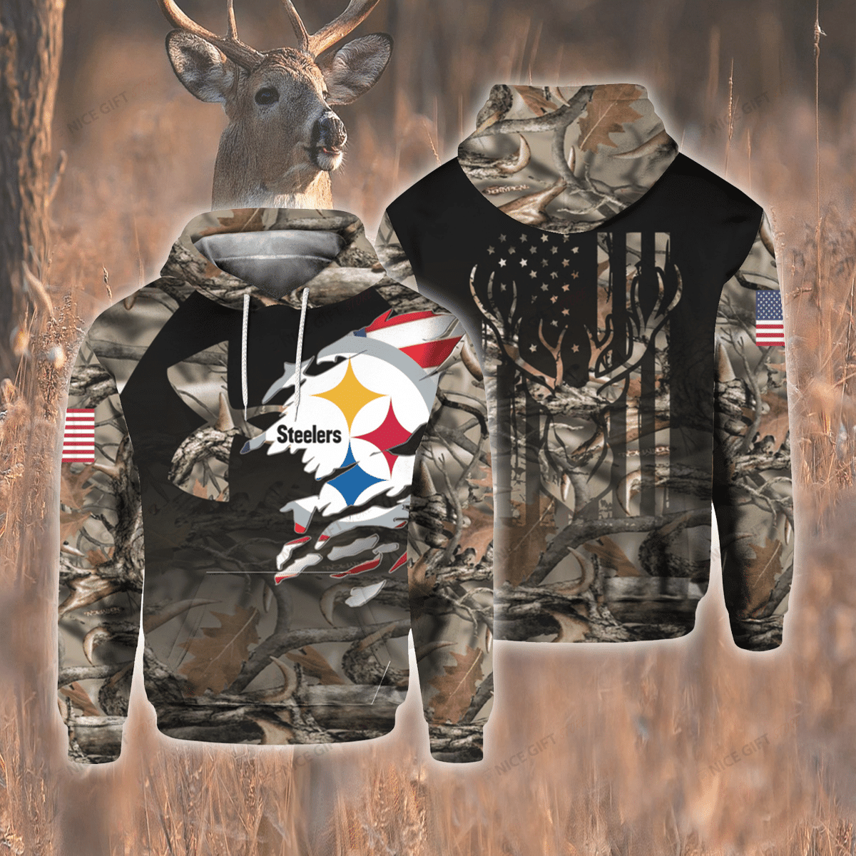 Nfl Pittsburgh Steelers Hunting 3D All Over Printed Sweatshirt, Hoodie, Zip Hoodie | Nfl Fan Gear For Men, Women