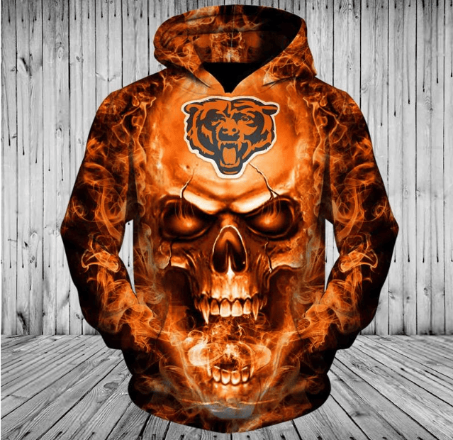 Nfl Skull Chicago Bears 3D All Over Printed Sweatshirt, Hoodie, Zip Hoodie | Nfl Special Edition Fan Gear For Men, Women