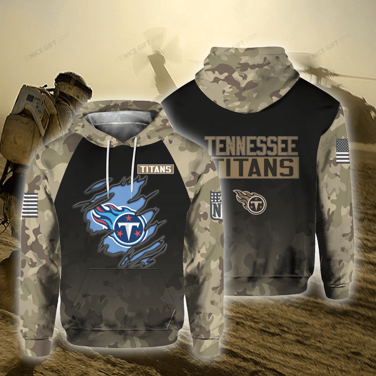 Nfl Tennessee Titans Camouflage 3D All Over Printed Sweatshirt, Hoodie, Zip Hoodie | Nfl Fan Gear For Men, Women