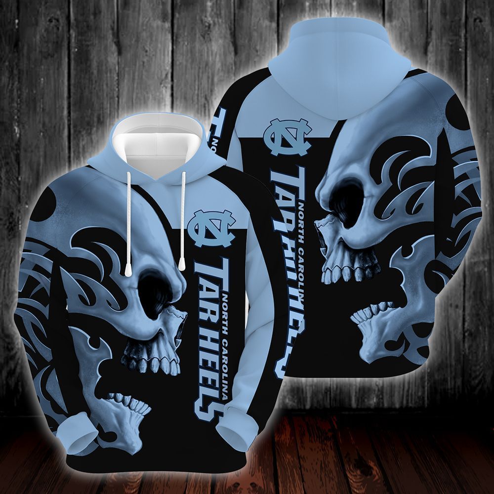North Carolina Tar Heels Skull 3D All Over Printed Sweatshirt, Hoodie, Zip Hoodie | Ncaa Special Edition Fan Gear For Men, Women