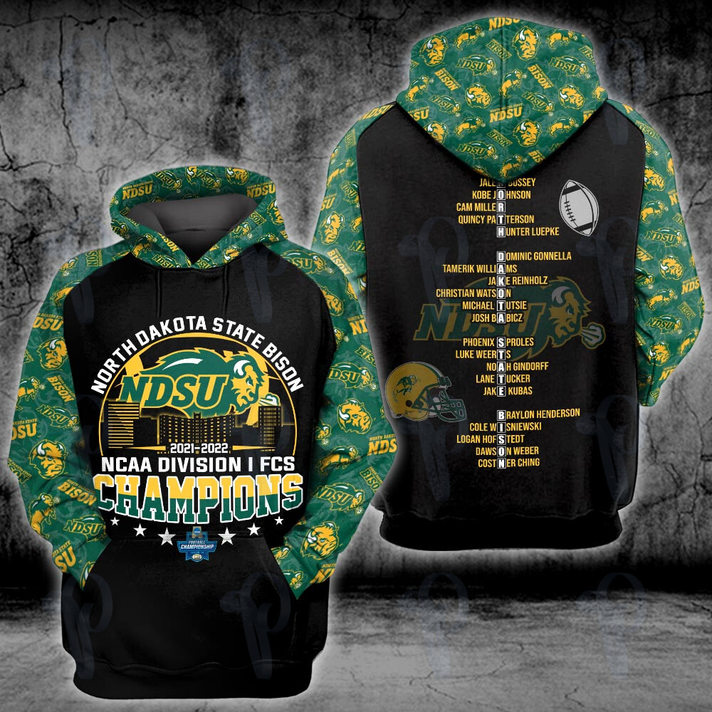 North Dakota State Bison 2021 2022 Ncaa Division I Football Championship Subdivision Fcs 3D All Over Printed Sweatshirt, Hoodie, Zip Hoodie | Fan Apparel For Men, Women