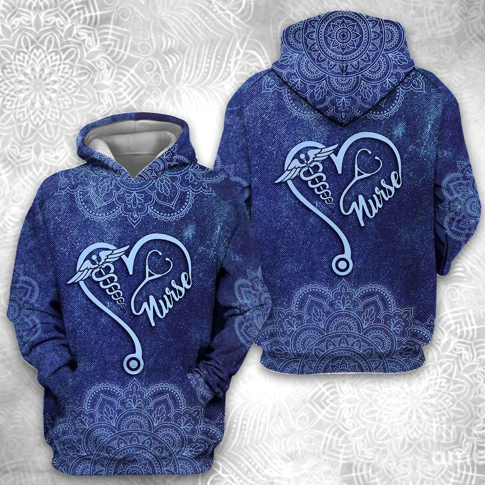 Nurse Heart Symbol Mandala 3D All Over Printed Sweatshirt, Hoodie, Zip Hoodie | Fan Apparel For Men, Women