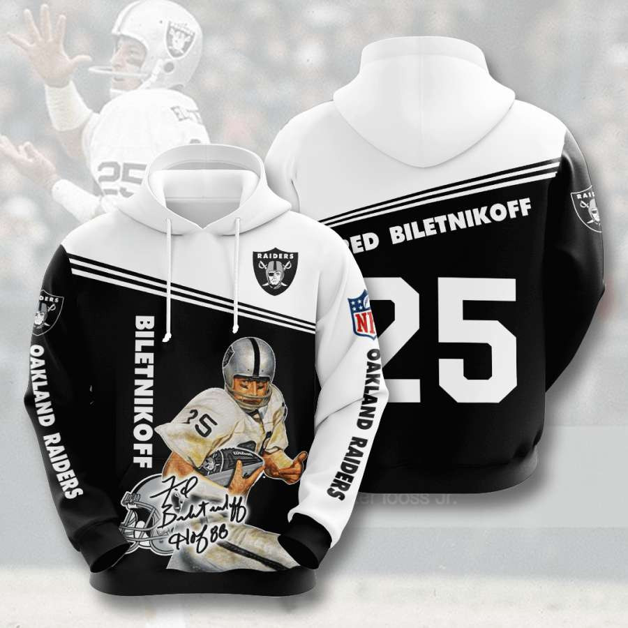 Oakland Raiders Fred Biletnikoff 3D All Over Printed Sweatshirt, Hoodie, Zip Hoodie | Nfl Fan Gear For Men, Women