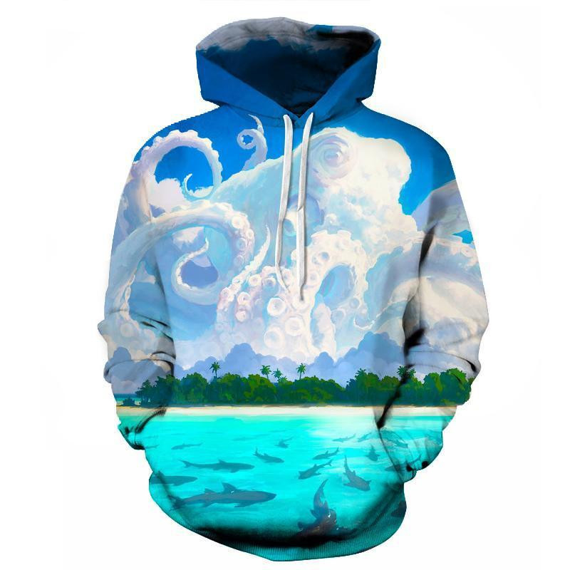 Octopus Beach Clouds 3D All Over Printed Sweatshirt, Hoodie, Zip Hoodie | Fan Apparel For Men, Women