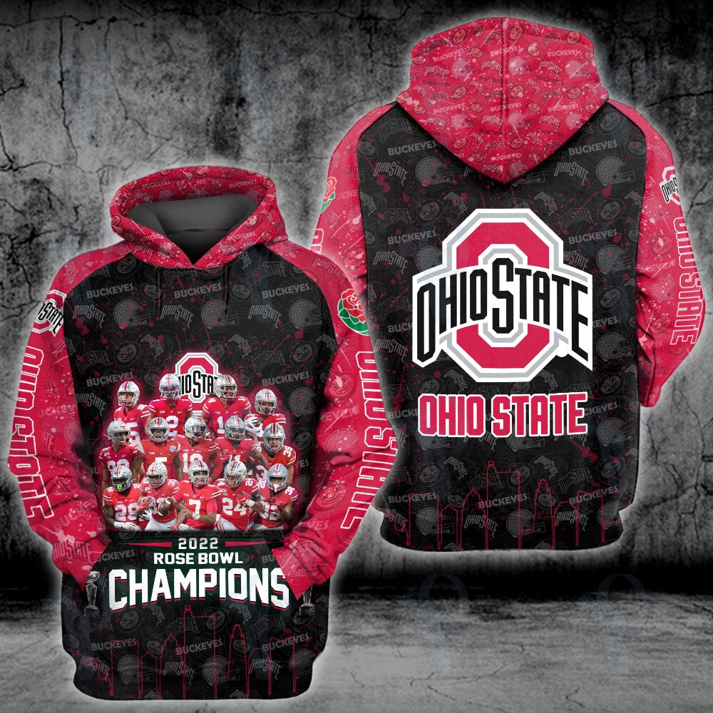 Ohio State Buckeyes 2022 Rose Bowl Champions Ncaa Football 3D All Over Printed Sweatshirt, Hoodie, Zip Hoodie | Ncaa Fan Gear For Men, Women