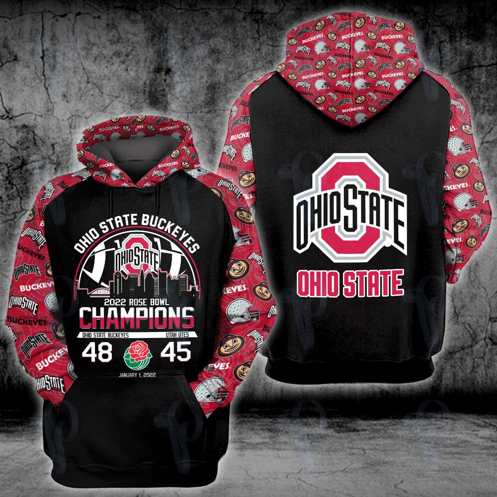 Ohio State Buckeyes 2022 Rose Bowl Champions Ncaa Football 3D All Over Printed Sweatshirt, Hoodie, Zip Hoodie | Ncaa Fan Gear For Men, Women