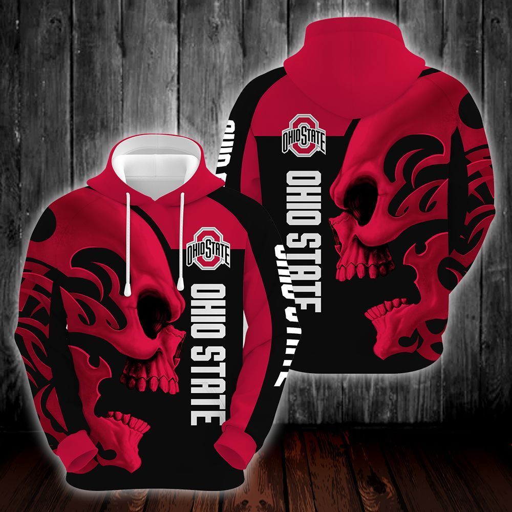 Ohio State Buckeyes Skull 3D All Over Printed Sweatshirt, Hoodie, Zip Hoodie | Ncaa Special Edition Fan Gear For Men, Women