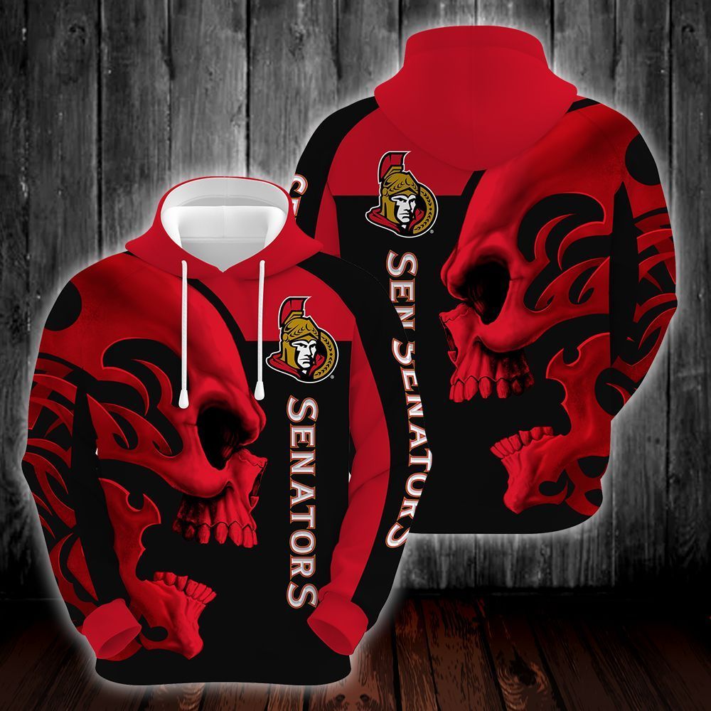 Ottawa Senators Skull 3D All Over Printed Sweatshirt, Hoodie, Zip Hoodie | Nhl Special Edition Fan Gear For Men, Women