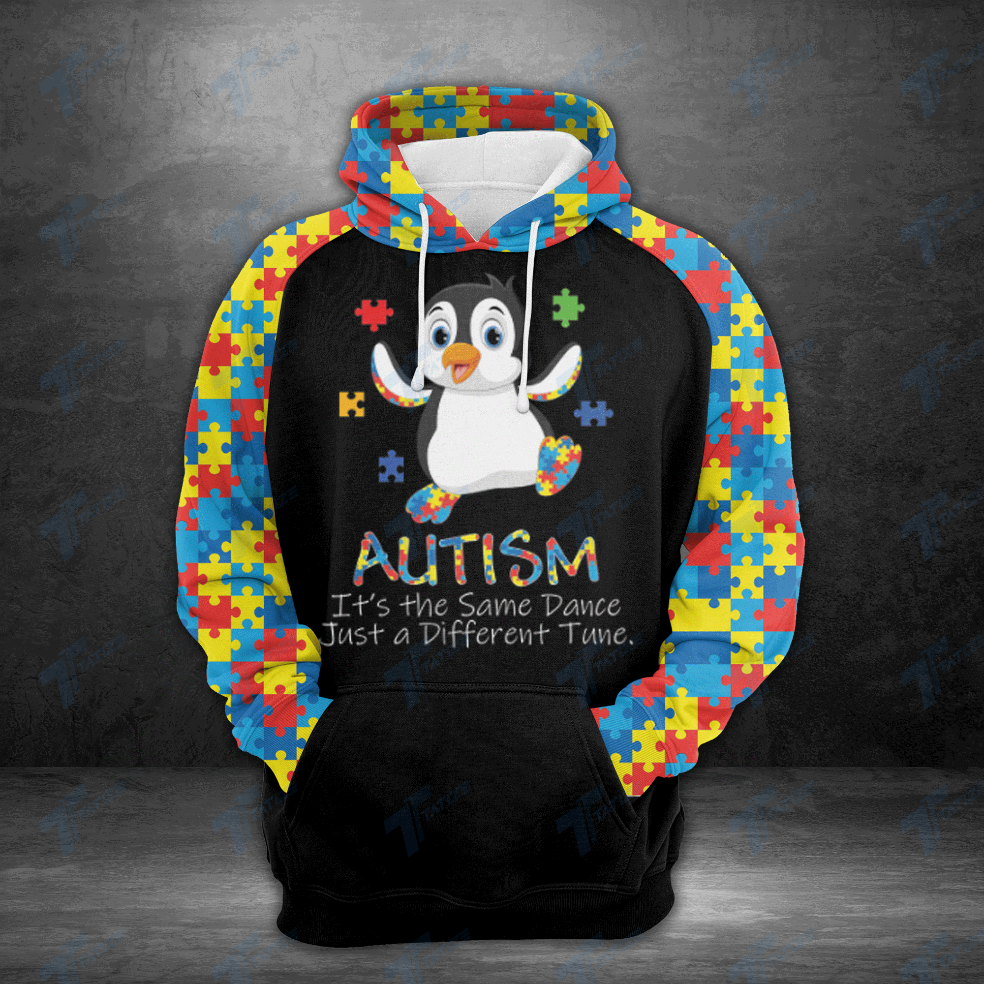 Penguin Autism Puzzle It's The Same Dance Just A Different Tune 3D All Over Printed Sweatshirt, Hoodie, Zip Hoodie | Fan Apparel For Men, Women