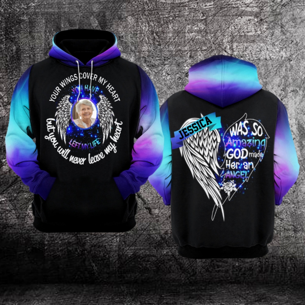 Personal Memory Your Wings Cover My Heart Unisex 3D All Over Printed Sweatshirt, Hoodie, Zip Hoodie | Fan Apparel For Men, Women