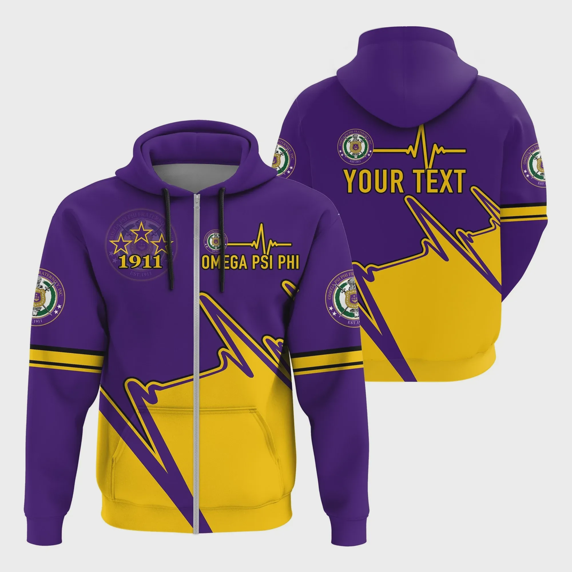 Personalised Custom Text Omega Psi Phi 3D All Over Printed Sweatshirt, Hoodie, Zip Hoodie | Fan Apparel For Men, Women