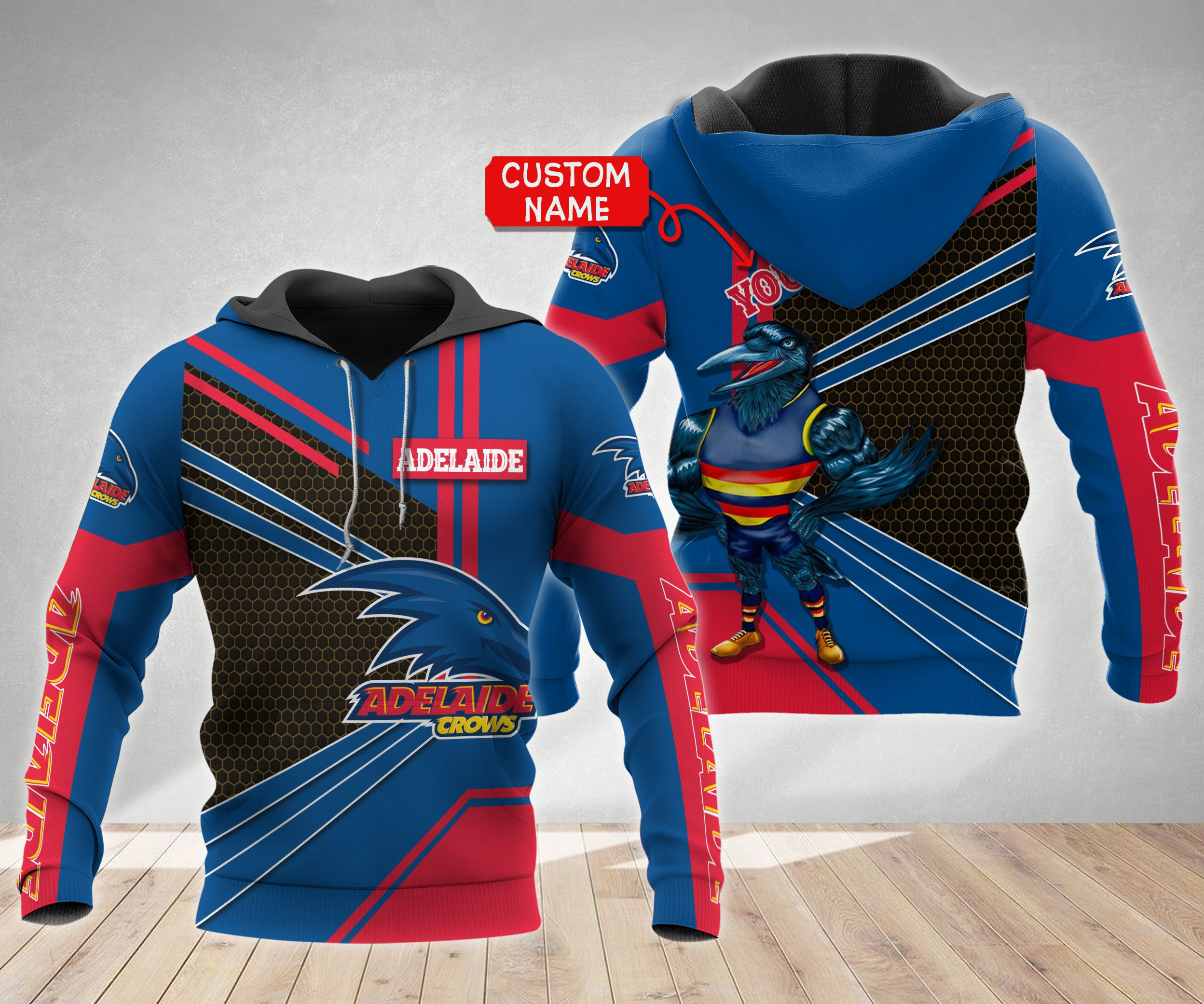 Personalized Adelaide Football Club Vector Mascot 3D All Over Printed Sweatshirt, Hoodie, Zip Hoodie | Fan Apparel For Men, Women